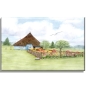 Preview: Leinwand 30 x 20 cm Keilrahmen Canvas-Leinen Aquarell Maritim Kunst Druck Kunstdruck Ostsee Pfarrwitwenhaus Mönchgut Rügen