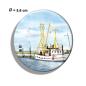 Preview: Fridge magnet with bottle opener  Watercolor Maritime Art Print Denmark North Sea Baltic Sea Fishing boat white fisherboat cutter Seagulls Wremen