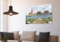 Preview: Leinwand 30 x 20 cm Keilrahmen Canvas-Leinen Aquarell Maritim Kunst Druck Kunstdruck Ostsee Rostock vom Flußufer Warnow RO1