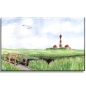 Preview: Stretcher frame canvas 30 x 20 cm linen Watercolor Maritime Art Print North Sea St. Peter Ording SPO Westerhever Lighthouse Ocean Beach