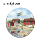 Preview: Fridge magnet with bottle opener watercolor art print Sweden Sverige house in the archipelago by the lake island