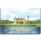 Preview: Stretcher frame canvas 30 x 20 cm linen  Watercolor Maritime Art Print Baltic Sea Island Schwerin Castle - Castle Garden View - SCH2