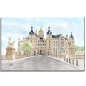 Preview: Leinwand 30 x 20 cm Keilrahmen Canvas-Leinen Aquarell Maritim Kunst Druck Kunstdruck Ostsee Schweriner Schloss  - Schlossgarten Ansicht - SCH2