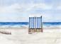 Preview: Postkarte DIN-A6  Aquarell Maritim Kunst Druck Kunstdruck Strandkorb Dänemark Nordsee Ostsee Dünen Meer Strand Möwe Sylt