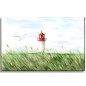 Preview: Leinwand 30 x 20 cm Keilrahmen Canvas-Leinen Aquarell Kunst Maritim Druck Kunstdruck Leuchtturm List Sylt Nordsee Meer Strand Dünen