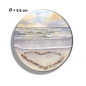 Preview: Kühlschrankmagnet m. Flaschenöffner  Sonnenuntergang Strand mit Muschelherz  - Sylt19 - Beschriftung nach Wahl möglich. Aquarell Maritim Kunst Druck Kunstdruck Dänemark Nordsee Düne Dünen Meer Möwe Ostsee