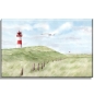 Preview: Leinwand 30 x 20 cm Keilrahmen Canvas-Leinen Aquarell Kunst Maritim Druck Kunstdruck Leuchtturm List Sylt Nordsee Meer Strand Dünen