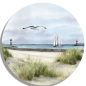 Preview: Untersetzer Glasuntersetzer rund 9,5 cm   Aquarell Maritim Kunst Druck Kunstdruck Ostsee Leuchtturm Warnemünde West- und Ostmole Mole Molenfeuer  Rostock