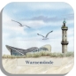 Preview: Coasters glass coasters 9,5 x  9,5 cm Watercolor Maritime Art Print Baltic Sea lighthouse Warnemünde Rostock Ocean Dunes teapot Seagulls WA11