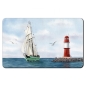 Preview: Frühstücksbrettchen Brettchen Aquarell Maritim Kunst Druck Kunstdruck Ostsee Leuchtturm Warnemünde Ostmole rot Mole Molenfeuer  Rostock