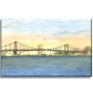 Preview: Leinwand 30 x 20 cm Keilrahmen Canvas-Leinen Aquarell Maritim Kunst Druck Kunstdruck Nordsee Wilhelmshaven  Kaiser-Wilhelm-Brücke