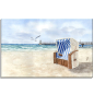 Preview: Stretcher frame canvas 40 x 30 cm Watercolor Maritime Art Print Baltic Sea - Zingst – Pier Diving Bell Beach