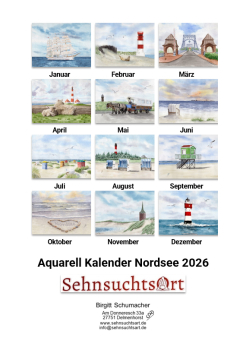 Preview: Nordseekalender Nordsee Kalender 2026 Restposten Aquarell Juist Sylt Wangerooge Helgoland Bremerhaven Borkum WHV  u.s.w.