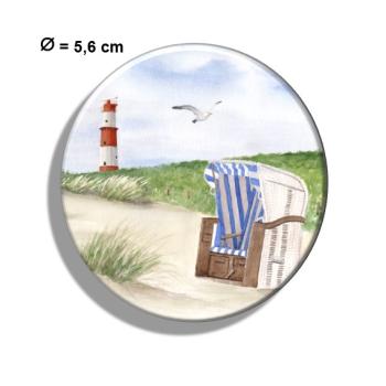 Kühlschrankmagnet m. Flaschenöffner Aquarell Maritim Kunst Druck Kunstdruck Nordsee Strandkorb Leuchtturm Insel Borkum Meer Strand Dünen