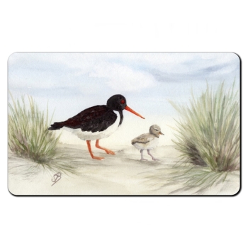 Frühstücksbrettchen Brettchen Aquarell Maritim Kunst Druck Kunstdruck Nordsee Amrum 5 - Austernfischer am Strand