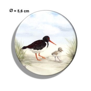 Kühlschrankmagnet m. Flaschenöffner Aquarell Maritim Kunst Druck Kunstdruck Nordsee Amrum 5 - Austernfischer am Strand