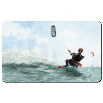 Frühstücksbrettchen Brettchen Aquarell Maritim Kunst Druck Wellenr Dänemark Nordsee  Sylt Meer Strand - Kitesurfer  Kitesurfen
