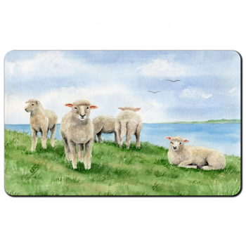 Frühstücksbrettchen Brettchen Aquarell Maritim Kunst Druck Kunstdruck Nordsee Ostsee Schafe Schaf Deich Ostfriesland Deichschafe