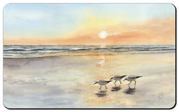 Preview: Frühstücksbrettchen Brettchen  - Strandläufer Meer Sonnenuntergang Aquarell - AL5