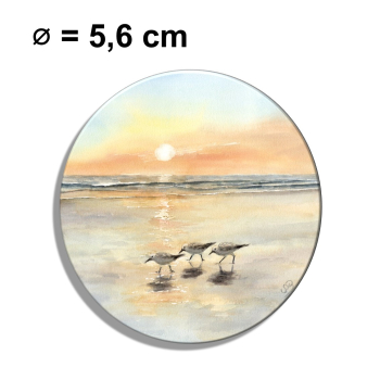 Kühlschrankmagnet m. Flaschenöffner Aquarell Kunst Druck Kunstdruck Vogel  - Strandläufer Meer Sonnenuntergang Aquarell - AL5