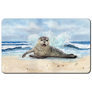 Frühstücksbrettchen Brettchen Aquarell Maritim Kunst Druck Kunstdruck Seehund Welle Wellen Robbe Heuler Kegelrobbe Dänemark Nordsee Ostsee