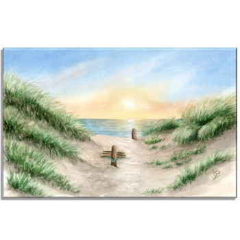 Leinwand 30 x 20 cm Keilrahmen Canvas-Leinen  Aquarell Maritim Kunst Druck Kunstdruck Dänemark Nordsee Ostsee Düne Meer Möwe Strand