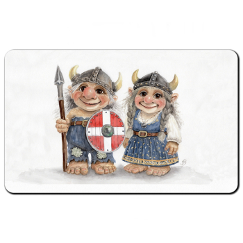 Breakfast Board  watercolor art print Denmark Danmark Scandinavia - Viking Pair of Trolls Troll - AL8-DK