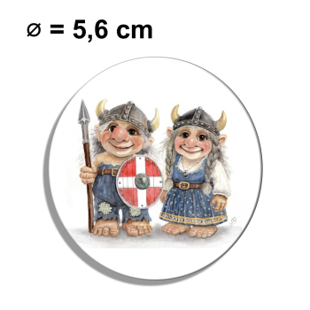 Fridge magnet with bottle opener watercolor art print Denmark Danmark Scandinavia - Viking Pair of Trolls Troll - AL8-DK