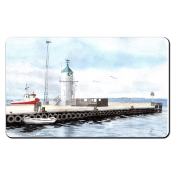 Breakfast Board  watercolor maritime art print art print North Sea Denmark Danmark Aaro - Aro - Arø - Aarø 1- Lighthouse in the harbor
