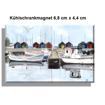 Kühlschrankmagnet  Aquarell Aquarell Maritim Kunst Druck Kunstdruck  Dänemark Danmark Aaro - Aro - Arø - Aarø 2 - Boote im Hafen