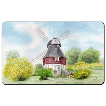 Frühstücksbrettchen Brettchen Aquarell Maritim Kunst Druck Kunstdruck Nordsee Amrum Insel  Amrum10 - Mühle Bertha