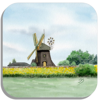 Untersetzer GlasuntersetzerUntersetzer Glasuntersetzer 9,5 x 9,5 cm Aquarell Maritim Kunst Druck Kunstdruck Nordsee Amrum Insel Mühle Amrum 9,5 x 9,5 cm Aquarell Maritim Kunst Druck Kunstdruck Nordsee Amrum Insel Amrum10 - Mühle Bertha