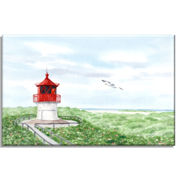 Leinwand 30 x 20 cm Keilrahmen Canvas-Leinen Aquarell Maritim Kunst Druck Kunstdruck Nordsee Amrum  Seezeichen  Quermarkenfeuer Sonnenuntergang - Amrum
