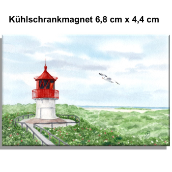Kühlschrankmagnet  Aquarell Maritim Kunst Druck Kunstdruck Nordsee Amrum  Seezeichen  Quermarkenfeuer Sonnenuntergang - Amrum