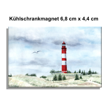 Kühlschrankmagnet  Aquarell Maritim Kunst Druck Kunstdruck Nordsee Amrum Leuchtturm Insel