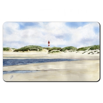 Frühstücksbrettchen Brettchen Aquarell Maritim Kunst Druck Kunstdruck Nordsee Amrum Leuchtturm Insel