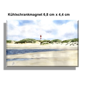 Kühlschrankmagnet  Aquarell Maritim Kunst Druck Kunstdruck Nordsee Amrum Leuchtturm Insel