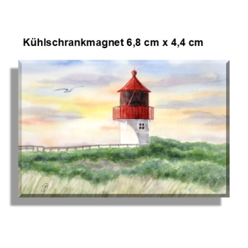 Kühlschrankmagnet  Aquarell Maritim Kunst Druck Kunstdruck Nordsee Amrum  Seezeichen  Quermarkenfeuer Sonnenuntergang - Amrum4