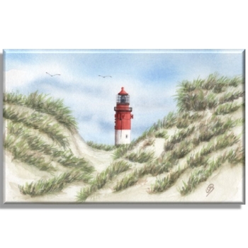 Stretcher frame canvas 30 x 20 cm linen Watercolor Maritime Art Print North Sea Amrum Island Lighthouse dune Amrum 6
