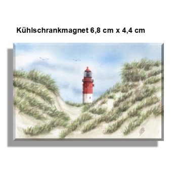 Fridge magnet Watercolor Maritime Art Print North Sea Amrum Island Lighthouse  dune Amrum 6