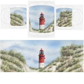Cup Coffee Cup Mug  Watercolor Maritime Art Print North Sea Amrum Island Lighthouse dune Amrum 6