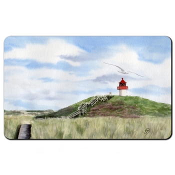 Frühstücksbrettchen Brettchen Aquarell Maritim Kunst Druck Kunstdruck Nordsee Amrum  Seezeichen  Quermarkenfeuer Sonnenuntergang - Amrum4