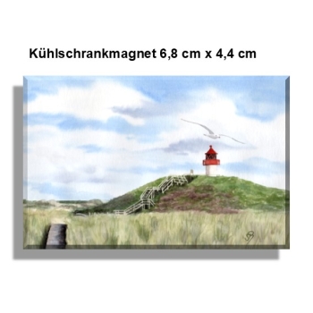 Kühlschrankmagnet  Aquarell Maritim Kunst Druck Kunstdruck Nordsee Amrum  Seezeichen  Quermarkenfeuer Sonnenuntergang - Amrum4