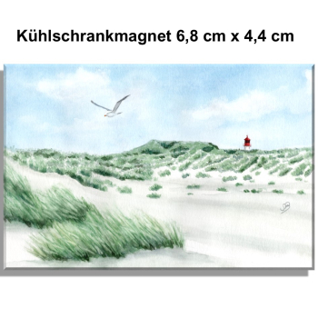 Kühlschrankmagnet  Aquarell Maritim Kunst Druck Kunstdruck Nordsee Amrum  Seezeichen  Quermarkenfeuer Sonnenuntergang - Kniepsand - Amrum9