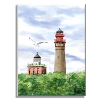 Leinwand 30 x 20 cm Keilrahmen Canvas-Leinen Aquarell Maritim Kunst Druck Kunstdruck Ostsee Leuchtturm Kap Arkona