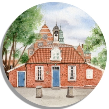 Untersetzer Glasuntersetzer rund 9,5 cm Aquarell Maritim Kunst Druck Kunstdruck Nordsee Ostfriesland - Standesamt Aurich - OFL10