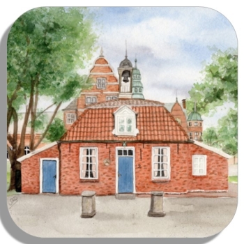 Untersetzer Glasuntersetzer 9,5 x 9,5 cm  Aquarell Maritim Kunst Druck Kunstdruck Nordsee Ostfriesland - Standesamt Aurich - OFL10