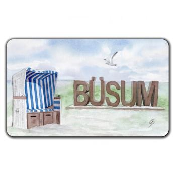Frühstücksbrettchen Brettchen Aquarell Maritim Kunst Druck Kunstdruck Nordsee Büsum Strandkorb  Strand Meer