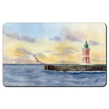 Frühstücksbrettchen Brettchen Aquarell Kunst Druck Bremerhaven Leuchtturm Pingelturm - BHV1