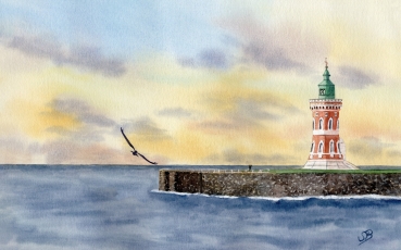 Folienmagnet Aquarell Kunst Druck Kunstdruck Bremerhaven Leuchtturm Pingelturm - BHV1